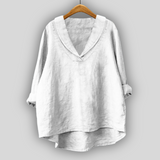 Linine Bluzone Aukso Aura Стилен Ленен Блузон с V Деколте