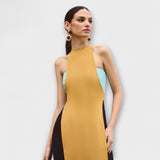 Тюркоазена Bodycon Рокля Луксозен Креп Плат за Събития