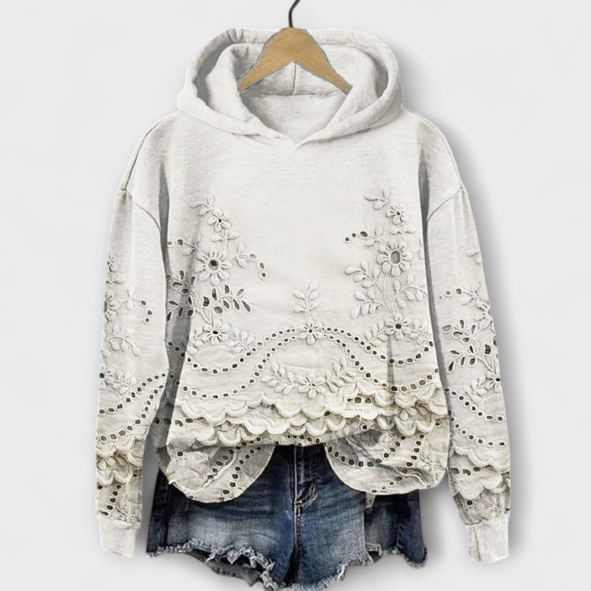 Grace Vintage Hoodie | Удобен Винтидж Худи С Флорална Шарка