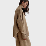 Лина | Мек плетен комплект с поло яка