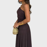 Нели | Дълга шифонена рокля с открити рамене