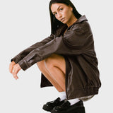 Людмила | Овърсайз дамско яке от еко кожа