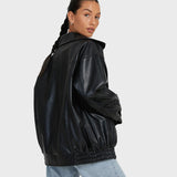 Людмила | Овърсайз дамско яке от еко кожа