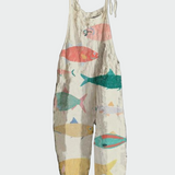 Retro Spalvinga Jumpsuit | Лятна Цветна Дреха С Презрамки