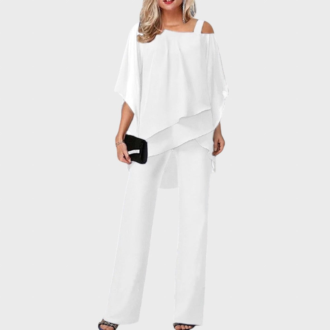 Станка | Елегантен гащеризон с блуза с открити рамене