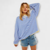 Merga | Дълъг Oversize Пуловер С Райета И Меко Топло