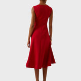 Невяна | Плисирана асиметрична миди рокля