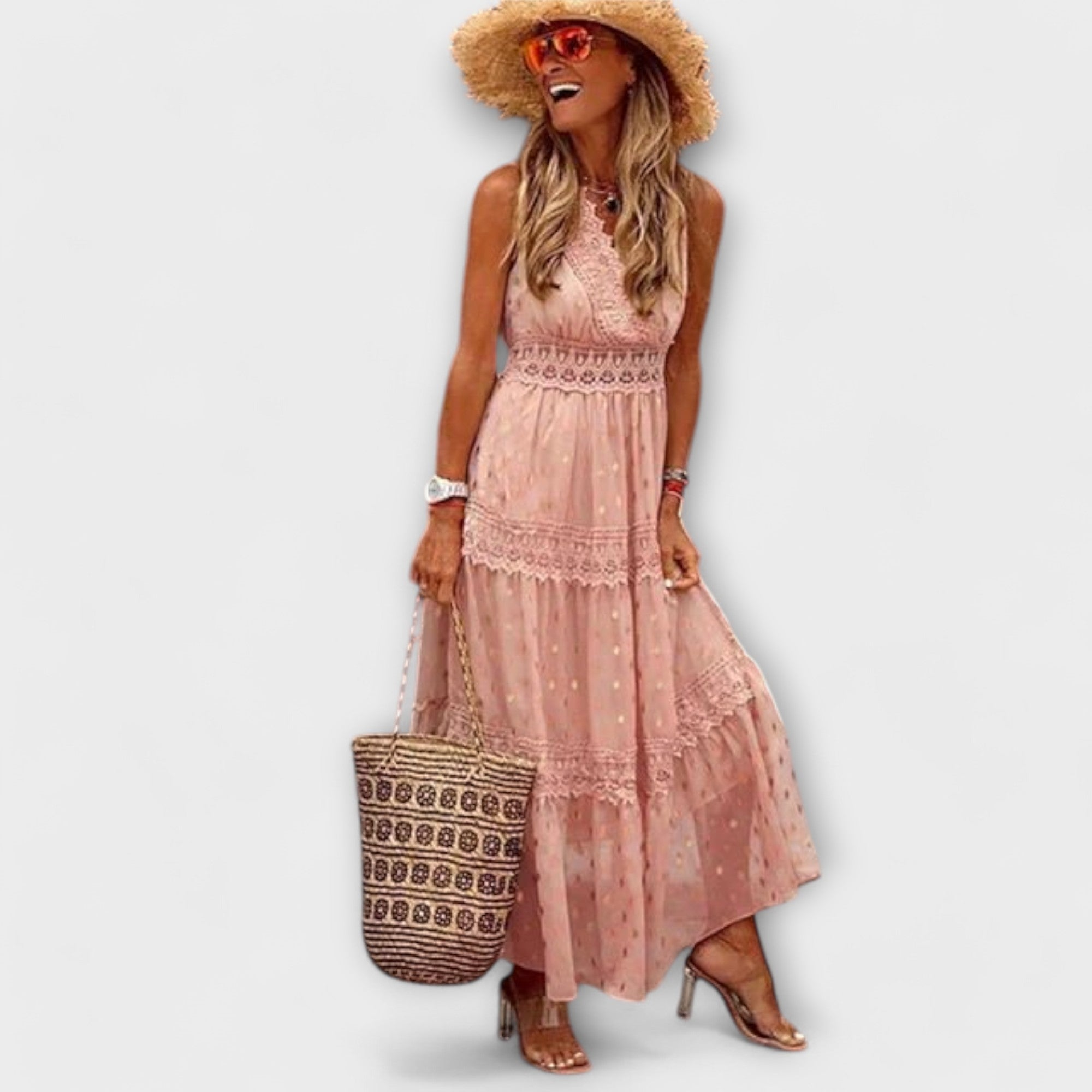 Lola Maxi Рокля С Бохо Дантели Елегантна Лятна Комфортна
