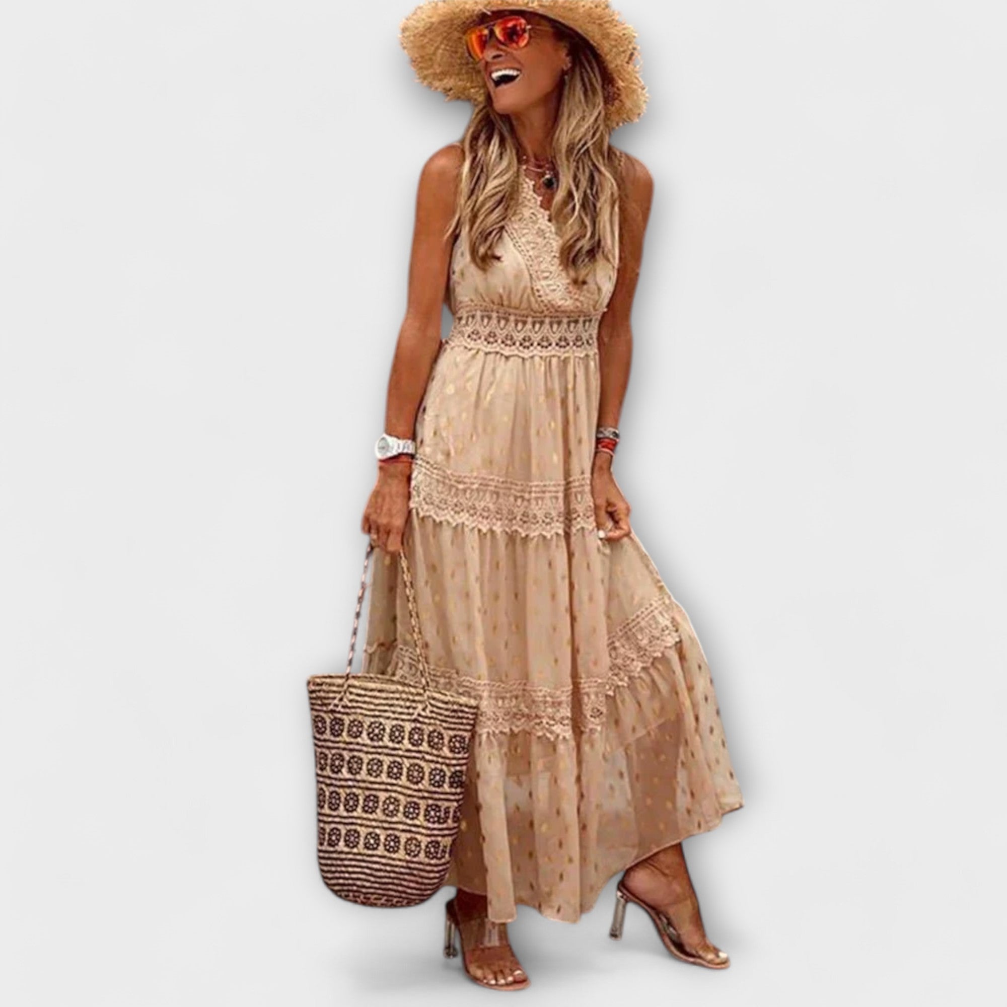 Lola Maxi Рокля С Бохо Дантели Елегантна Лятна Комфортна