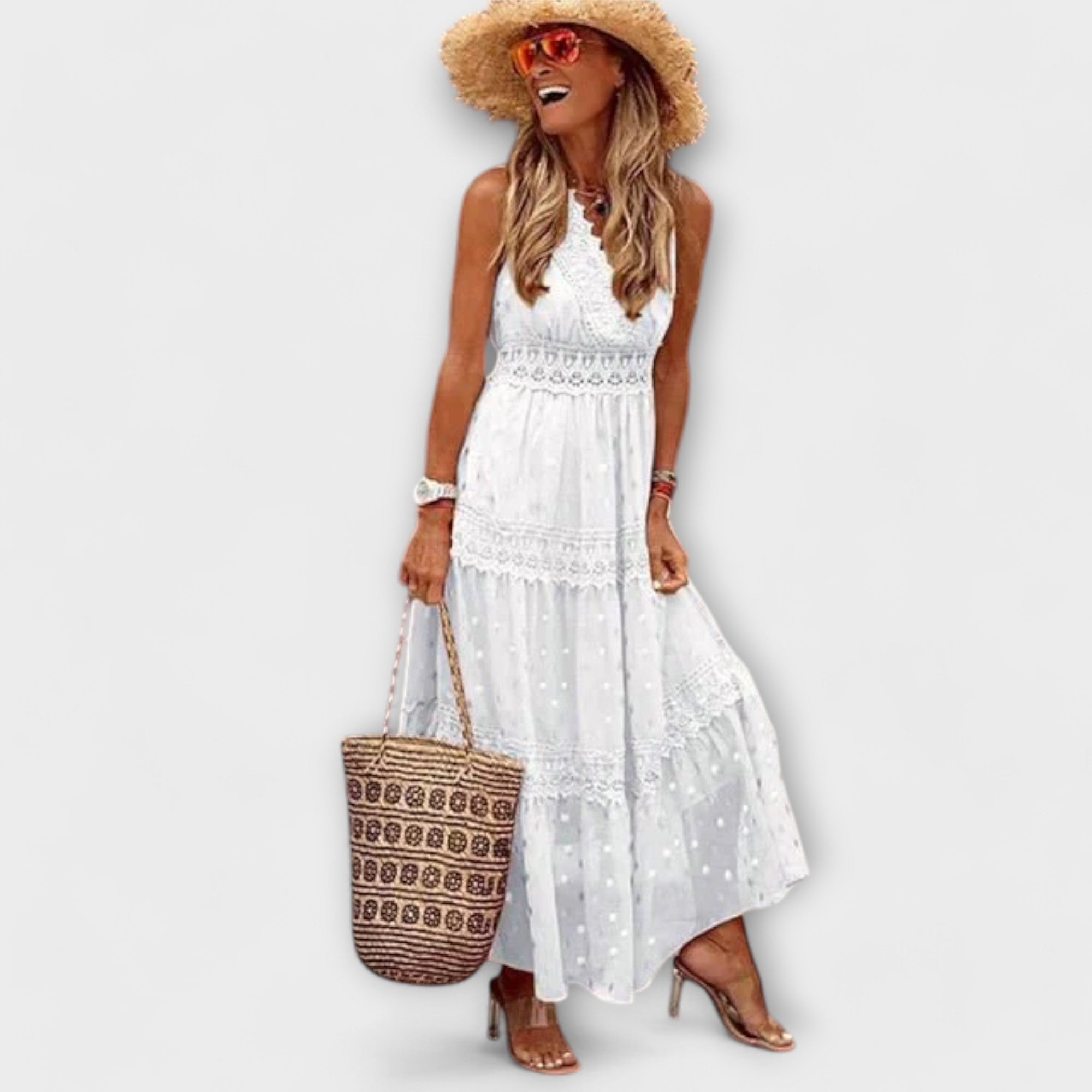 Lola Maxi Рокля С Бохо Дантели Елегантна Лятна Комфортна