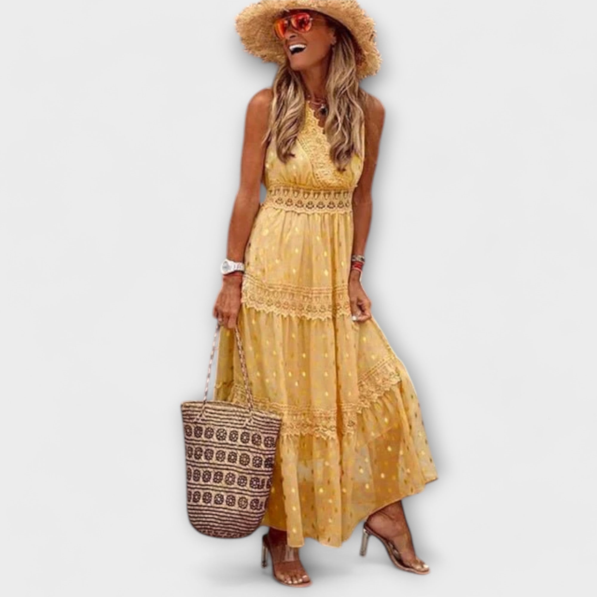 Lola Maxi Рокля С Бохо Дантели Елегантна Лятна Комфортна