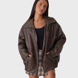 Людмила | Овърсайз дамско яке от еко кожа