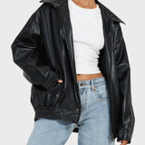 Людмила | Овърсайз дамско яке от еко кожа